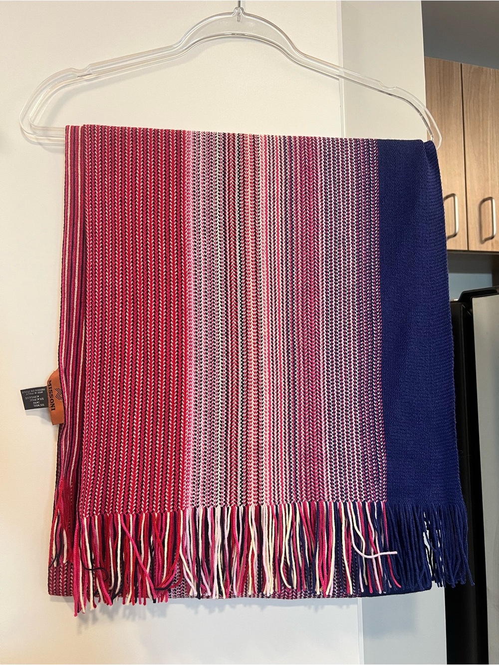 Missoni Pink, Magenta & Navy Striped Wool Wrap Scarf